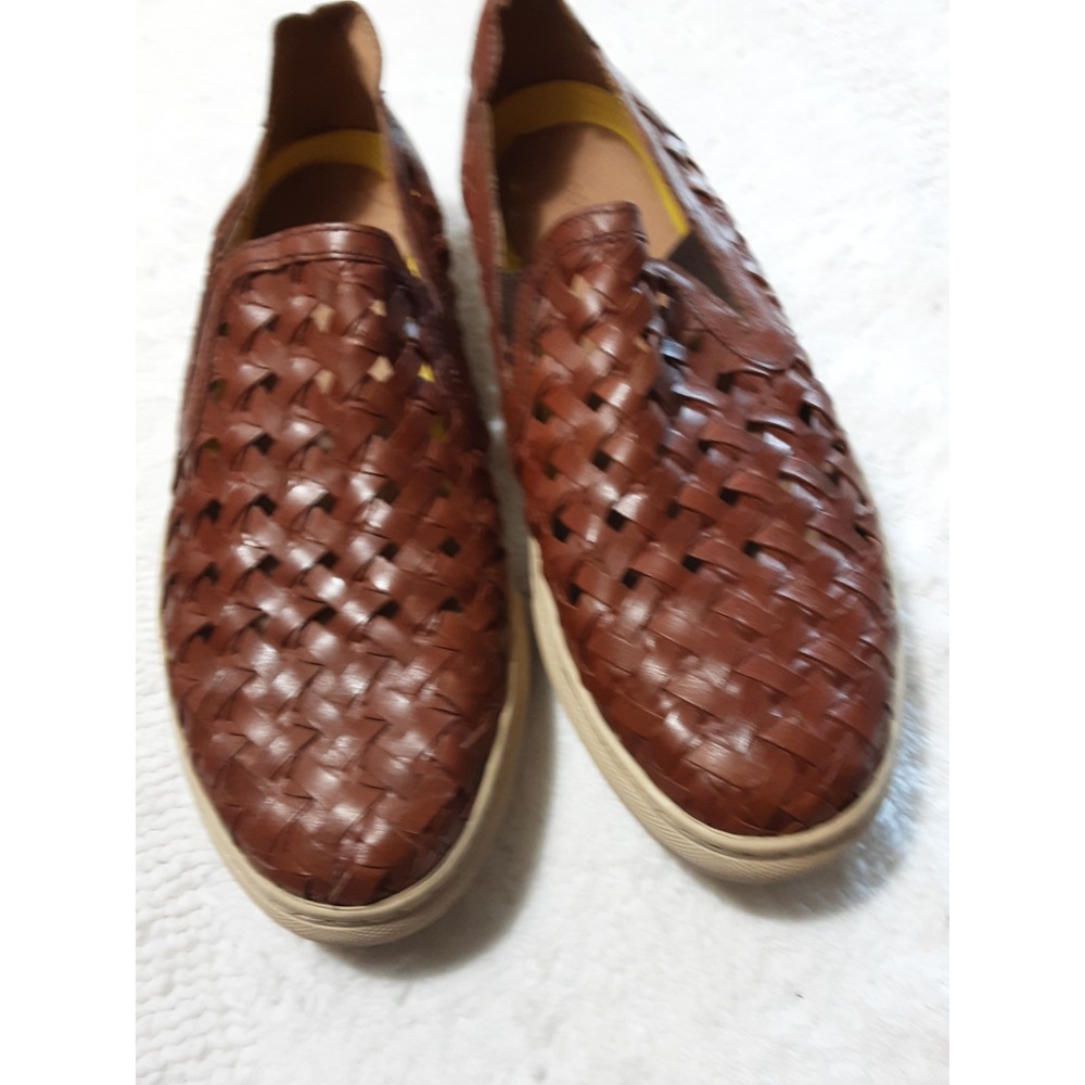 Donlad J Pliner Karter Sneakers Brown Slip On Leather Men Size 10.5 Open Weave